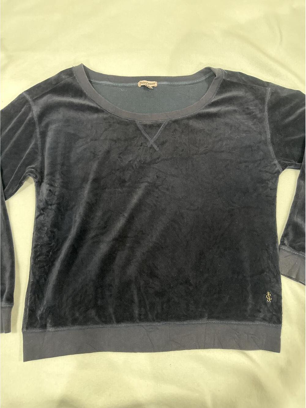 VTG. Juicy Couture Velour Sweatshirt Women's XL Black Long Sleeve Crewneck